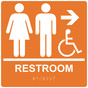 Square Orange ADA Braille Accessible RESTROOM Right Sign - RRE-14819-99_White_on_Orange