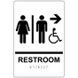 White ADA Braille Accessible RESTROOM Right Sign with Symbol RRE-14819_Black_on_White