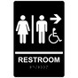 Black ADA Braille Accessible RESTROOM Right Sign with Symbol RRE-14819_White_on_Black
