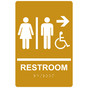Gold ADA Braille Accessible RESTROOM Right Sign with Symbol RRE-14819_White_on_Gold