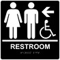 Square Black ADA Braille Accessible RESTROOM Left Sign - RRE-14820-99_White_on_Black