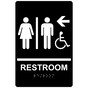 Black ADA Braille Accessible RESTROOM Left Sign with Symbol RRE-14820_White_on_Black
