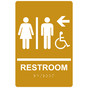 Gold ADA Braille Accessible RESTROOM Left Sign with Symbol RRE-14820_White_on_Gold