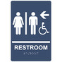Navy ADA Braille Accessible RESTROOM Left Sign with Symbol RRE-14820_White_on_Navy