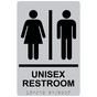 Silver ADA Braille UNISEX RESTROOM Sign with Symbol RRE-14844_Black_on_Silver