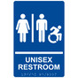 Blue Braille UNISEX RESTROOM Sign with Dynamic Accessibility Symbol RRE-14845R_White_on_Blue