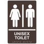 Dark Brown ADA Braille UNISEX TOILET Sign with Symbol RRE-14849_White_on_DarkBrown