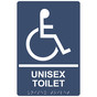 Navy ADA Braille Accessible UNISEX TOILET Sign with Symbol RRE-14851_White_on_Navy