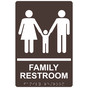 Dark Brown ADA Braille FAMILY RESTROOM Sign with Symbol RRE-165_White_on_DarkBrown