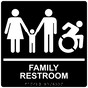 Square Black Braille FAMILY RESTROOM Sign with Dynamic Accessibility Symbol - RRE-170R-99_White_on_Black