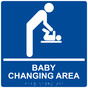 Square Blue ADA Braille BABY CHANGING AREA Sign - RRE-175-99_White_on_Blue