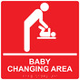 Square Red ADA Braille BABY CHANGING AREA Sign - RRE-175-99_White_on_Red