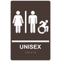 Dark Brown Braille UNISEX Restroom Sign with Dynamic Accessibility Symbol RRE-19618R_White_on_DarkBrown