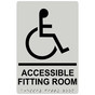 Pearl Gray ADA Braille ACCESSIBLE FITTING ROOM Sign with Symbol RRE-19949_Black_on_PearlGray