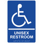 Blue ADA Braille Accessible UNISEX RESTROOM Sign with Symbol RRE-35199-White_on_Blue