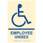 Ivory ADA Braille Accessible EMPLOYEE UNISEX Sign with Symbol RRE-35202-Blue_on_Ivory