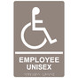 Taupe ADA Braille Accessible EMPLOYEE UNISEX Sign with Symbol RRE-35202-White_on_Taupe