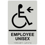 Pearl Gray ADA Braille Accessible EMPLOYEE UNISEX Left Sign with Symbol RRE-35204-Black_on_PearlGray
