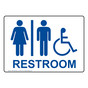 White Accessible Unisex RESTROOM Sign With Symbol RRE-7030-Blue_on_White