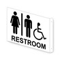 Projection-Mount White Accesible RESTROOM Sign With Symbol RRE-7030Proj-Black_on_White