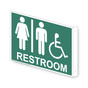 Projection-Mount Pine Green Accesible RESTROOM Sign With Symbol RRE-7030Proj-White_on_PineGreen