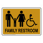 Gold Accessible FAMILY RESTROOM Sign With Symbol RRE-7035-Black_on_Gold