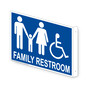 Projection-Mount Blue Accesible FAMILY RESTROOM Sign With Symbol RRE-7035Proj-White_on_Blue