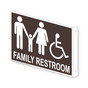 Projection-Mount Dark Brown Accesible FAMILY RESTROOM Sign With Symbol RRE-7035Proj-White_on_DarkBrown