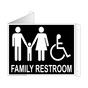 Black Triangle-Mount Accessible FAMILY RESTROOM Sign With Symbol RRE-7035Tri-White_on_Black