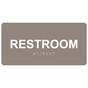 Taupe ADA Braille Restroom Sign with Tactile Text - RSME-545_White_on_Taupe