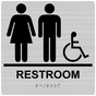 Square Brushed Silver ADA Braille RESTROOM Sign RRE-120-99_Black_on_BrushedSilver