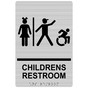 Brushed Silver CHILDRENS RESTROOM Sign with Dynamic Accessibility Symbol RRE-14782R_Black_on_BrushedSilver