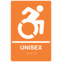 Orange Braille UNISEX Sign with Dynamic Accessibility Symbol RRE-35196R-White_on_Orange