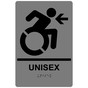 Gray Braille UNISEX Left Sign with Dynamic Accessibility Symbol RRE-35198R-Black_on_Gray