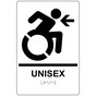 White Braille UNISEX Left Sign with Dynamic Accessibility Symbol RRE-35198R-Black_on_White