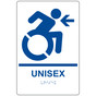 White Braille UNISEX Left Sign with Dynamic Accessibility Symbol RRE-35198R-Blue_on_White