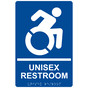 Blue Braille UNISEX RESTROOM Sign with Dynamic Accessibility Symbol RRE-35199R-White_on_Blue