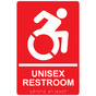 Red Braille UNISEX RESTROOM Sign with Dynamic Accessibility Symbol RRE-35199R-White_on_Red