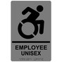 Gray Braille EMPLOYEE UNISEX Sign with Dynamic Accessibility Symbol RRE-35202R-Black_on_Gray