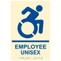 Ivory Braille EMPLOYEE UNISEX Sign with Dynamic Accessibility Symbol RRE-35202R-Blue_on_Ivory