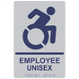 Silver Braille EMPLOYEE UNISEX Sign with Dynamic Accessibility Symbol RRE-35202R-MarineBlue_on_Silver