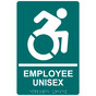 Bahama Blue Braille EMPLOYEE UNISEX Sign with Dynamic Accessibility Symbol RRE-35202R-White_on_BahamaBlue