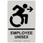 Pearl Gray Braille EMPLOYEE UNISEX Right Sign with Dynamic Accessibility Symbol RRE-35203R-Black_on_PearlGray