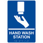 Blue ADA Braille HAND WASH STATION Sign with Symbol RRE-999_White_on_Blue