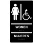 Black ADA Braille WOMEN - MUJERES Accessible Restroom Sign RRB-130_White_on_Black