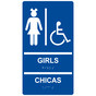 Blue ADA Braille GIRLS - CHICAS Accessible Restroom Sign RRB-140_White_on_Blue