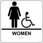 Square White ADA Braille Accessible WOMEN Sign - RRE-130-99_Black_on_White