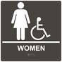 Square Charcoal Gray ADA Braille Accessible WOMEN Sign - RRE-130-99_White_on_CharcoalGray