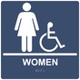 Square Navy ADA Braille Accessible WOMEN Sign - RRE-130-99_White_on_Navy