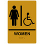 Gold ADA Braille WOMEN Accessible Restroom Sign RRE-130_Black_on_Gold